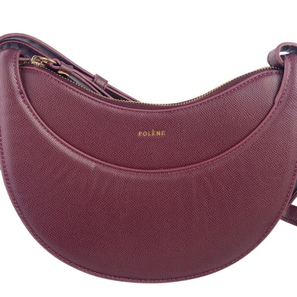 Polene Numero Dix Purple Leather 2-Way Crossbody Shoulder Crescent Handbag OS