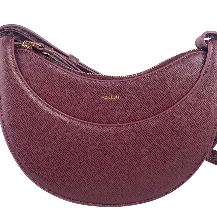Polene Numero Dix Purple Leather 2-Way Crossbody Shoulder Crescent Handbag OS