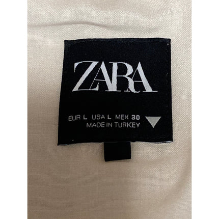 Zara Beige Sleeveless Knit V Neck Button Down Vest Shirt Blouse Crop Top Size L