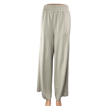 Cos Womens Beige Stripe High Rise Elastic Waist Palazzo Wide Leg Trouser Pants M