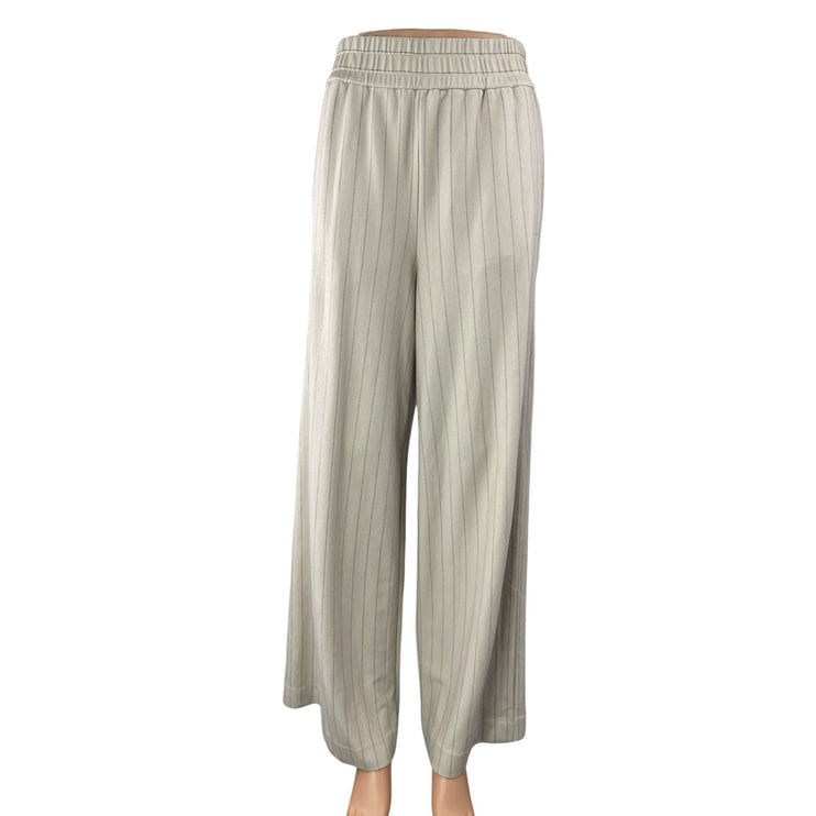Cos Womens Beige Stripe High Rise Elastic Waist Palazzo Wide Leg Trouser Pants M