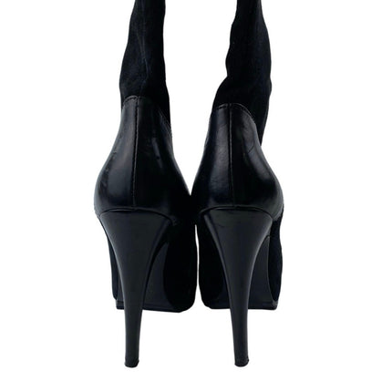 Nursace Women's Black Suede Leather Zip Up Pointed Toe Over the Knee Boots 7.5