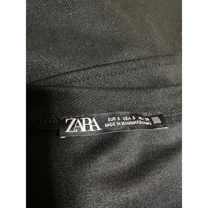 Zara Black Short Sleeve Crew Neck T Shirt Tee Shift Faux Pocket Mini Dress Sz S