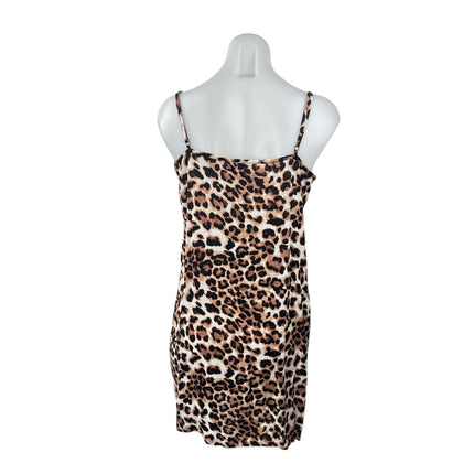 Vero Moda Brown Animal Print Sleeveless Square Neck Mini Cami Tank Shift Dress M