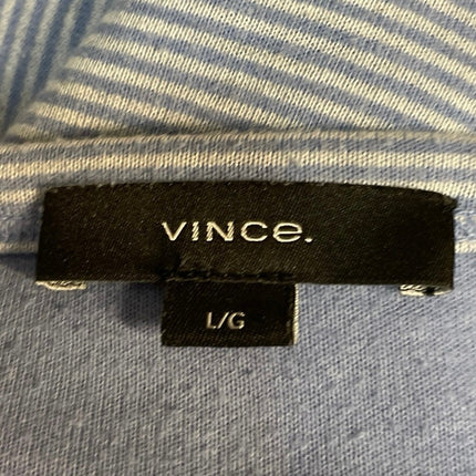 Vince Womens Blue Striped Long Sleeve Crew Neck Knit Pullover Sweater Top Size L