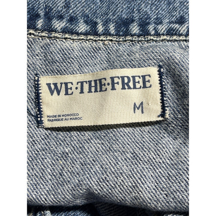 Free People Marci Blue Vollared Short SleeveTapered Denim Coverall Jumpsuit Sz M