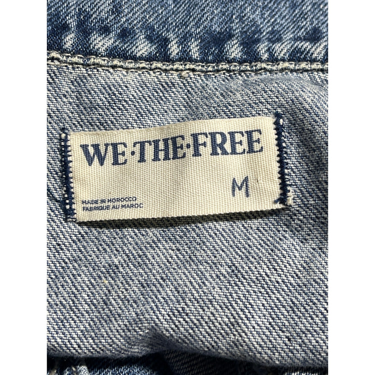 Free People Marci Blue Vollared Short SleeveTapered Denim Coverall Jumpsuit Sz M