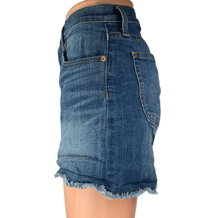 J.Crew Women's Blue High Waisted Frayed Raw Hem Cut-Off Denim Jeans Shorts 29