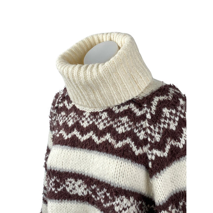 Free People Check Me Out Wool Geometric Turtle Neck Long Sleeve Sweater Top XS