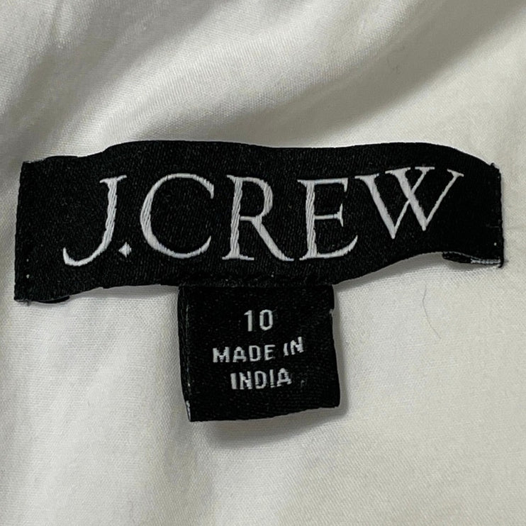 J.Crew Womens White Sleeveless Round Neck Pleated Fit & Flare Midi Dress Size 10