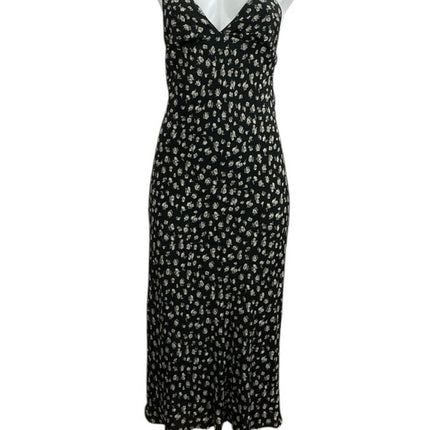 Urban Outfitters Ramona Black Floral Sleeveless Midi Cami Tank A-Line Dress XS