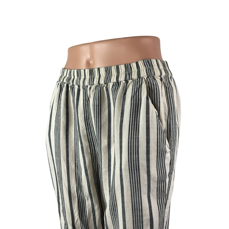 Marine Layer Women's Gray White Striped High Rise Straight Trousers Pants Size M