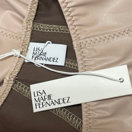 NEW Lisa Marie Fernandez Beige Patent Leather Vegan High Rise Leggings Size S
