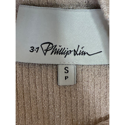 3.1 Phillip Lim Pink Metallic Sparkly Glitter Sleeveless Knit Tie Blouse Top S