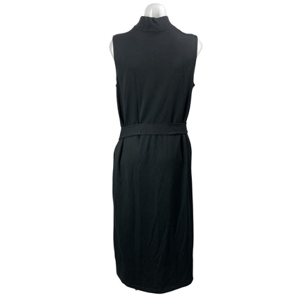 NEW Prologue Black Sleeveless Mock Neck Tie Waist Midi Sweater Dress Size M