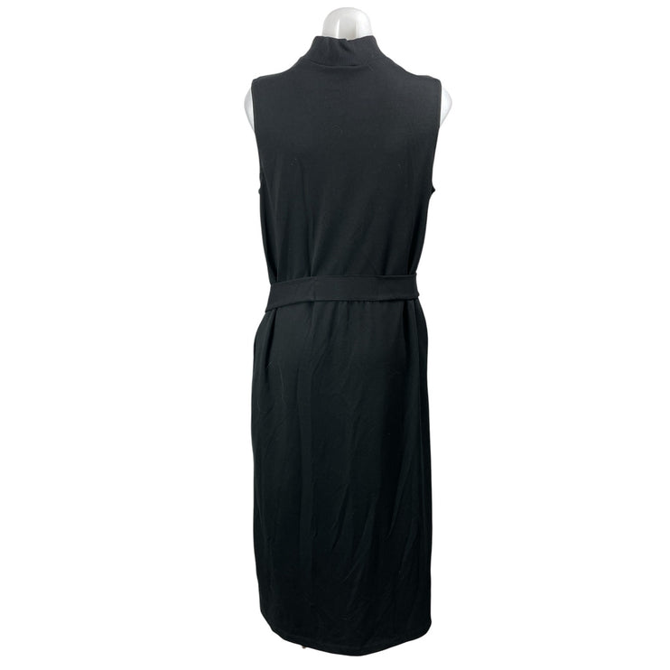 NEW Prologue Black Sleeveless Mock Neck Tie Waist Midi Sweater Dress Size M