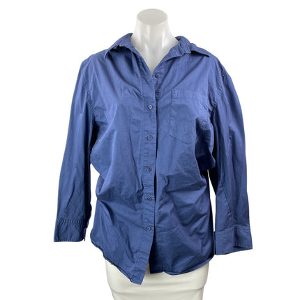 Zara Women's Blue Long Sleeve Chest Pocket Career Button Down Shirt Top Size S