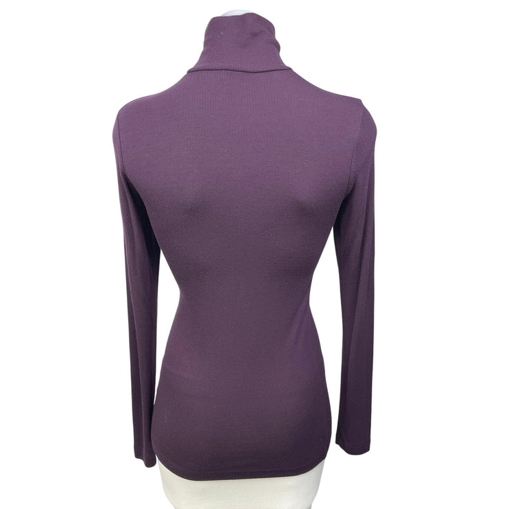 Aritzia Wilfred Purple Ribbed Knit Turtleneck Long Sleeve Pullover Sweater Top S