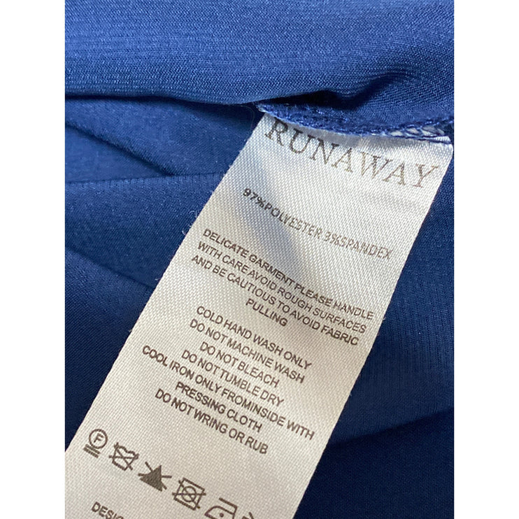 Runaway Blue Silk Satin Strapless Bandeau Bustier Cutout Maxi Dress Size XS