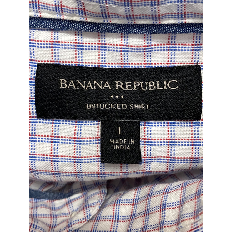 Banana Republic Men's Plaid Check Collared Long Sleeve Button Down Shirt Top L