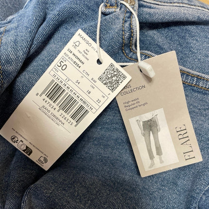 NEW MNG Mango Sienna Blue High Waisted Skinny Straight Leg Denim Jeans Pants 18