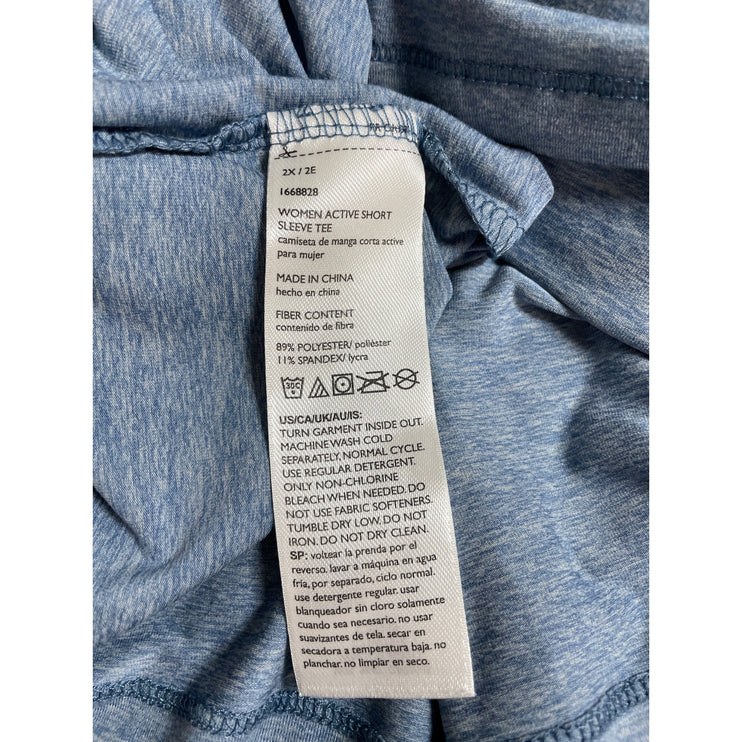Eddie Bauer Blue Crew Neck Short Sleeve Athletic Activewear Tee T-Shirt Top 2X