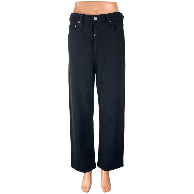 Levi's Ribcage Straight Ankle Women's Black High Rise Baggy Denim Jeans Size 29