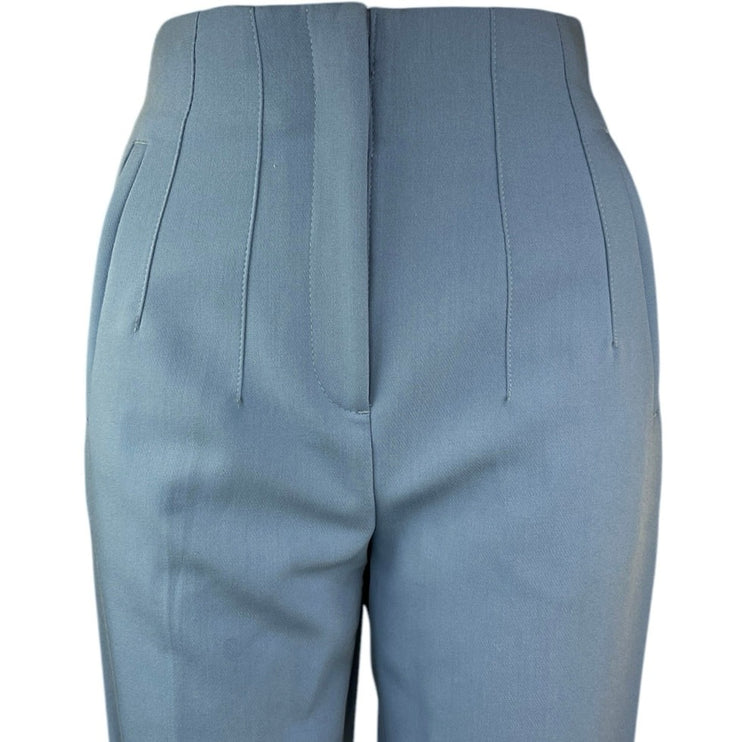 Zara Blue Seamed High Waist Straight Tapered Crop Ankle Trousers Dress Pants XS