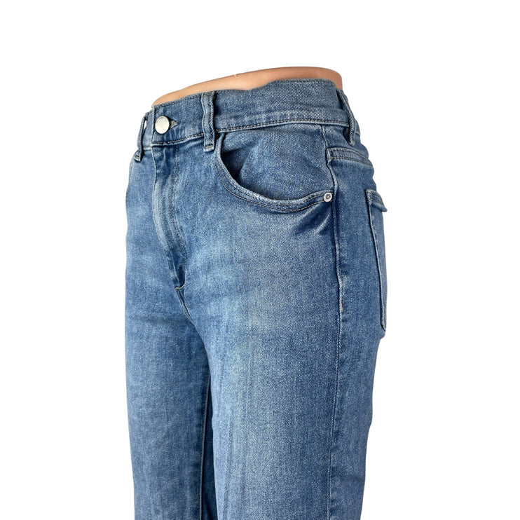 DL1961 Women's Blue Raw Frayed Hem High Rise Loose Straight Denim Jeans Pants 26
