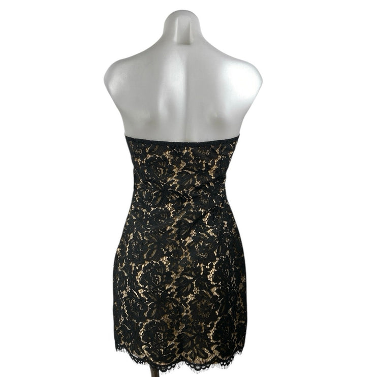 NEW Tobi Black Floral Lace Strapless Sweetheart Sleeveless Mini Sheath Dress L