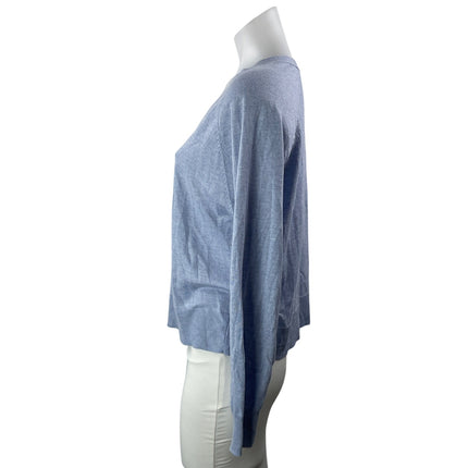 MNG Mango Women's Blue V Neck Long Sleeve Boxy T Shirt Sweatshirt Top Size S