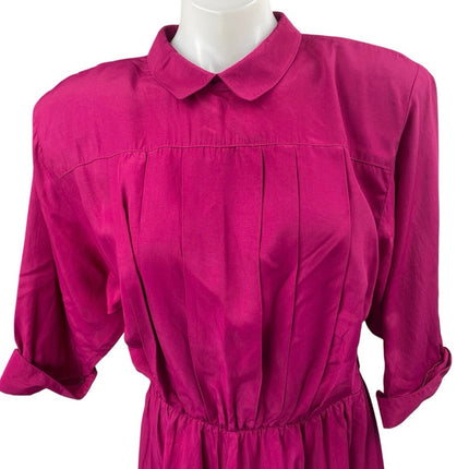 Vintage Nina Piccalino Pink Half Sleeve Pleated Fit & Flare Maxi Dress Size 10