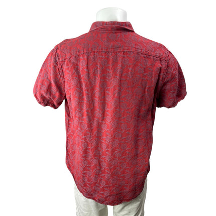 Baird McNutt Murano Men's Red Floral Linen Short Sleeve Button Up Shirt Top L