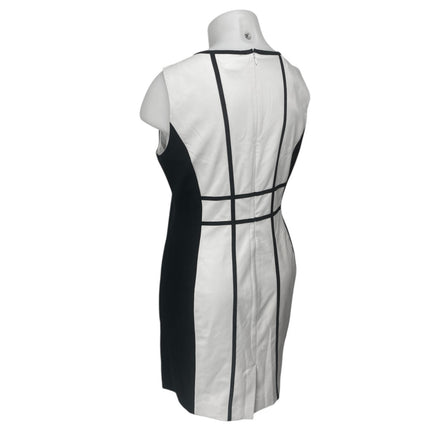 Calvin Klein White Black Striped Sleeveless Zip Cami Career Mini Sheath Dress 16
