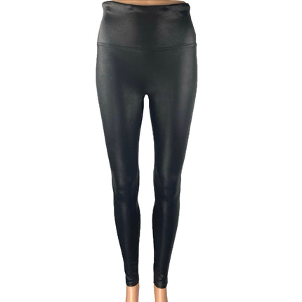 Spanx Women's Black Faux Leather Vegan Stretch Skinny Leggings Pants Size M