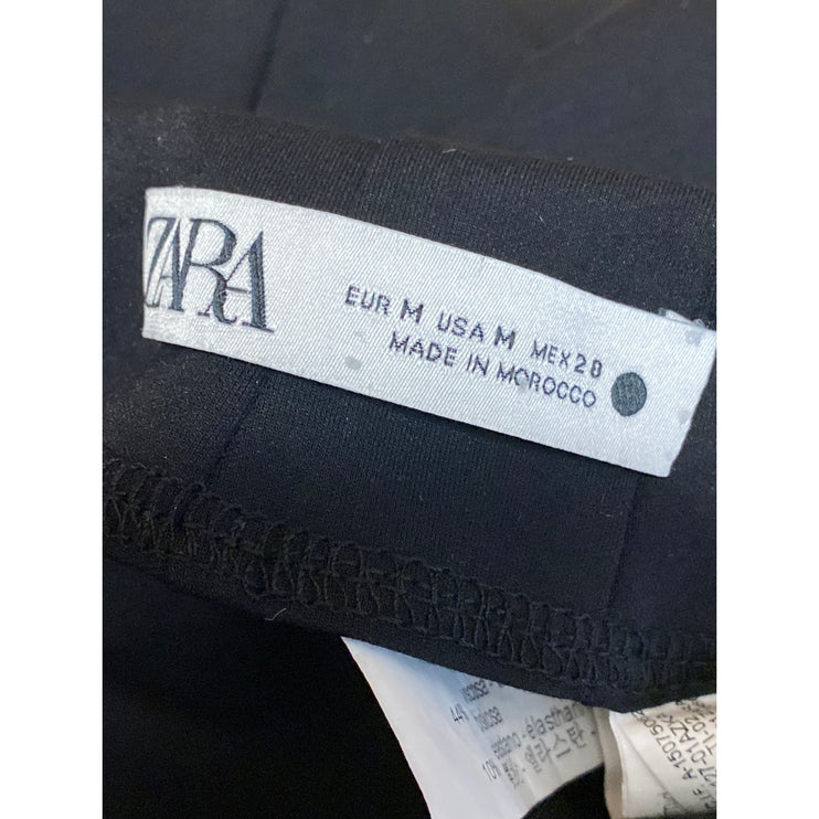 Zara Black High Rise Minimalist Back Slit Midi Bodycon Straight Pencil Skirt M