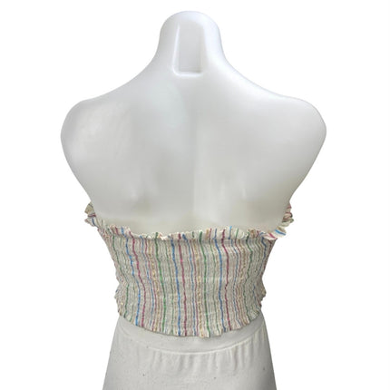 Do+Be Multicolor Striped Strapless Sleeveless Tube Bandeau Tie Crop Top Size M