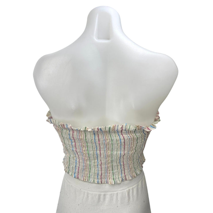 Do+Be Multicolor Striped Strapless Sleeveless Tube Bandeau Tie Crop Top Size M