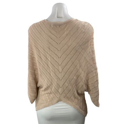Bishop + Young Beige Open Knit Long Dolman Batwing Sleeve Sweater Top Size XS