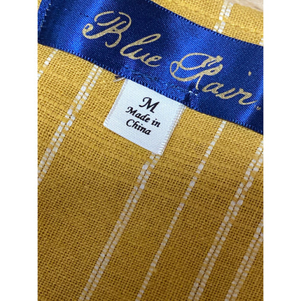 Blue Rair Yellow Striped Tie Fronbt Cutout Short Sleeve Midi Shirt Dress Size M