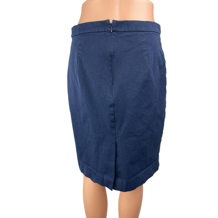 J.Crew Womens Blue Mid Rise Minimalist Midi Office Straight Pencil Skirt Size 10