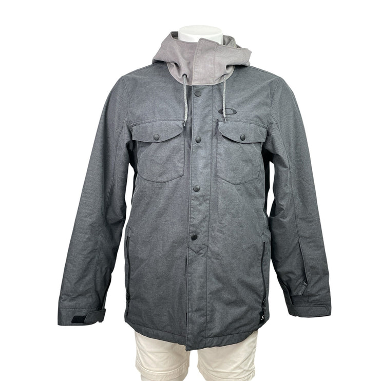 Oakley Division Biozone Men's Gray Hoodie Hooded Snap Utility Coat Jacket Size M