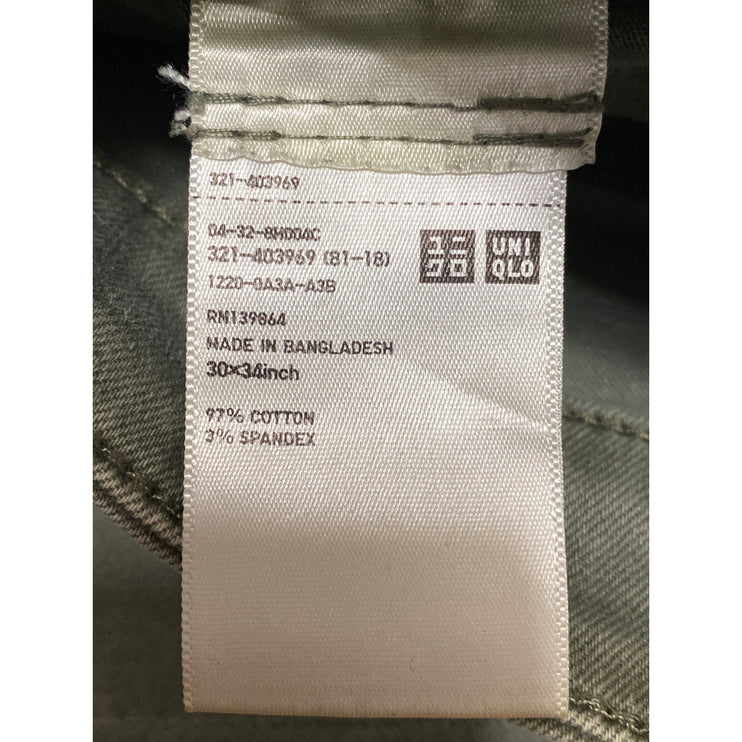 Uniqlo 2-way Stretch Skinny Tapered Men's Green Slim Fit Denim Jeans Size 30x34