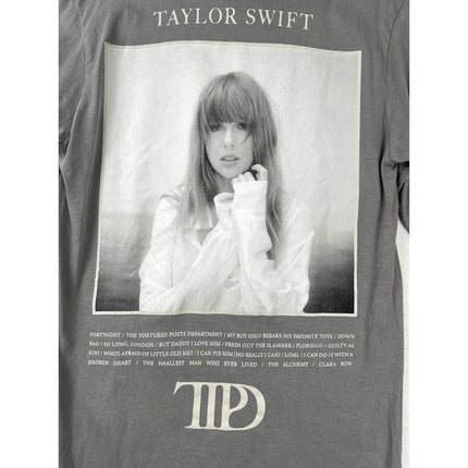 The Tortured Poets Dept Gray White Taylor Swift Concert Tour Sweatshirt Top Sz S