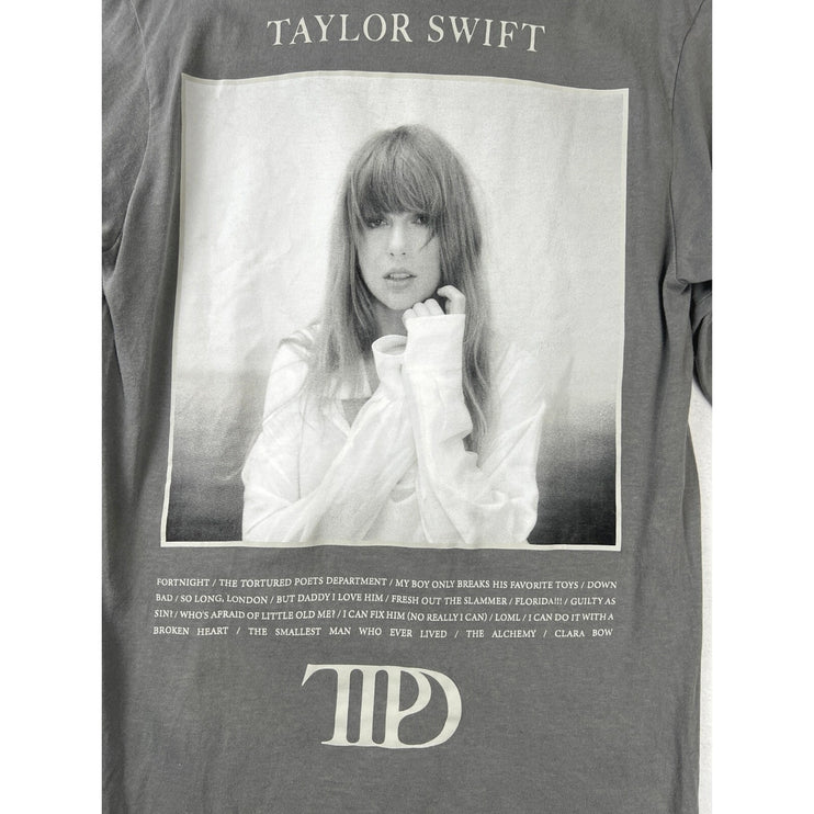 The Tortured Poets Dept Gray White Taylor Swift Concert Tour Sweatshirt Top Sz S