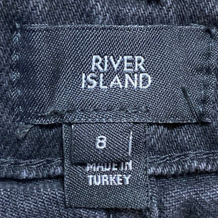 River Island Women's Black High Waist Frayed Raw Hem Cutoff Denim Jeans Shorts 8