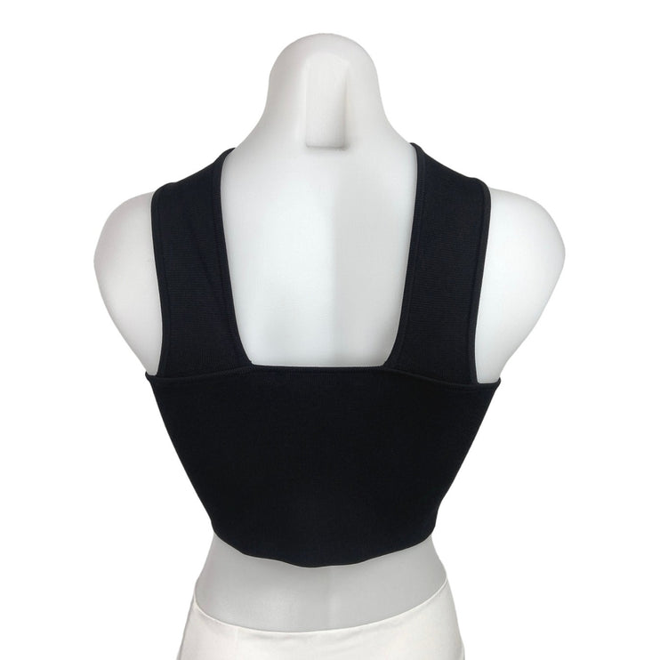 Aritzia Babaton Black Criss Cross Sleeveless Knit Stretch Crop Top Size S