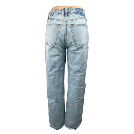 Abercrombie & Fitch 90's Relaxed Blue Distressed Wide Leg Denim Jeans Pants 27