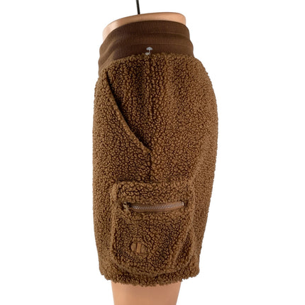 Champion Women's Brown Teddy Sherpa Fuzzy High Waisted Cargo Shorts Size XS