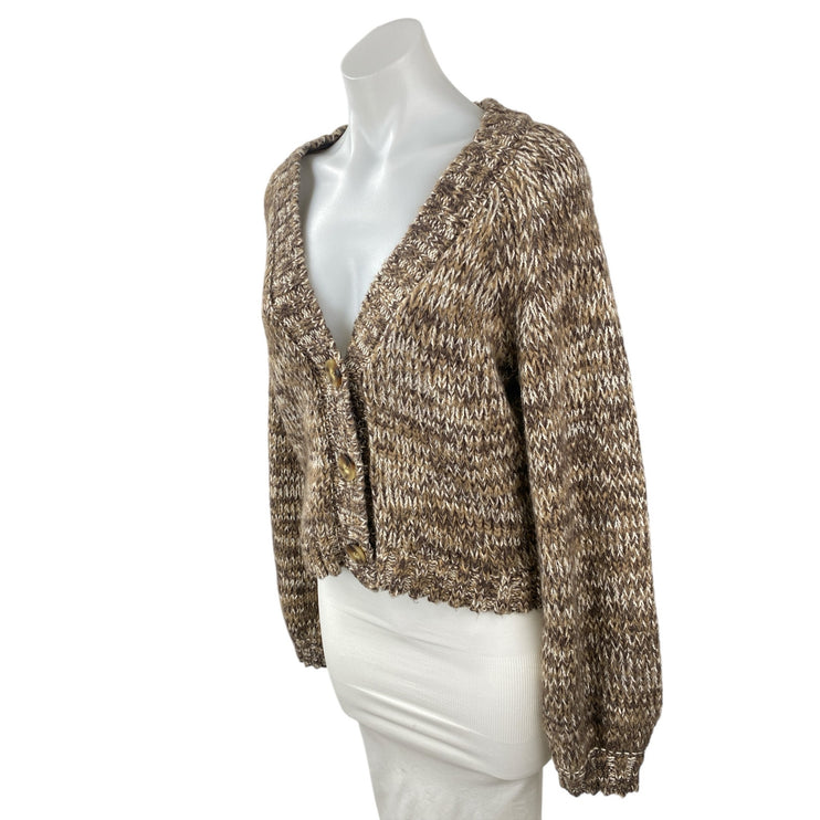 Z Supply Este Women's Brown Long Sleeve Button Down Crop Cardigan Sweater Top S